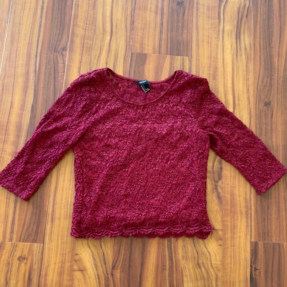 Maroon lace top